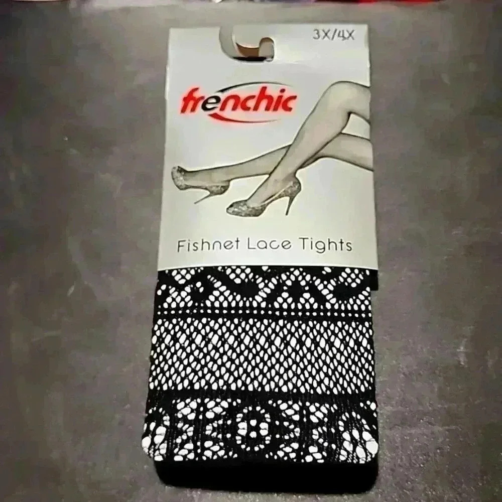 Frenchic black lace tights 3x/4x